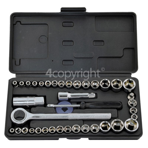 Rolson 40 Piece 1/4" & 3/8" Dr. Socket Set : Workshop / Engineer / Car / Van Etc.