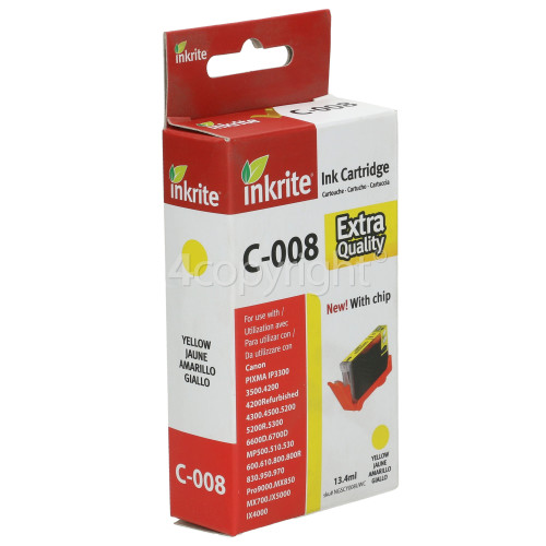 Inkrite Compatible Canon CLI-8Y Yellow Ink Cartridge