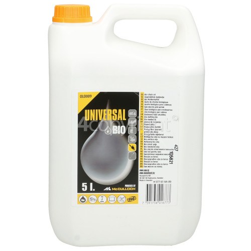 Universal Powered By McCulloch Woodshark 400 OLO009 Bio Chain Oil - 5 Litre