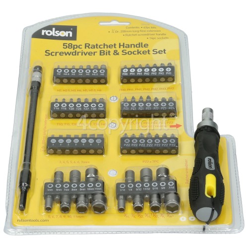 Rolson Ratchet Handle Screwdriver Bit & Socket Set (workshop)