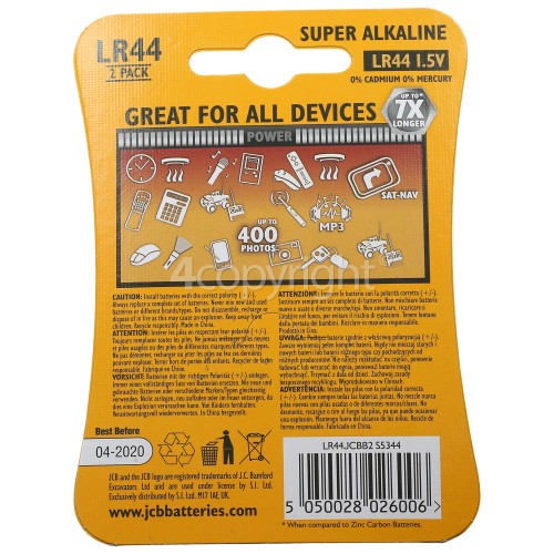 JCB LR44 Super Alkaline Coin Battery