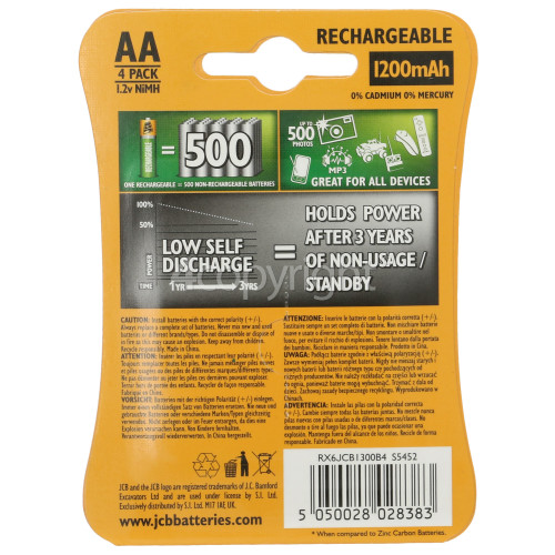 JCB AA NiMH 1200mah Rechargeable Batteries