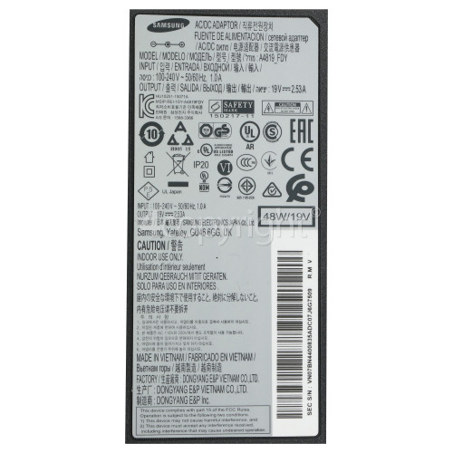 Samsung Ac Adaptor : AA819 Fdy Input 100/240VV Output 19V 2.53A