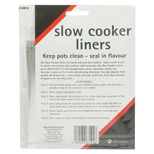 Neff Universal Slow Cooker Liners (Pack Of 5) : ( 55x30cm ) 550x300mm