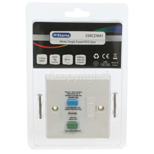 Eterna White Single Fused Rcd / Circuit Breaker Spur Unit