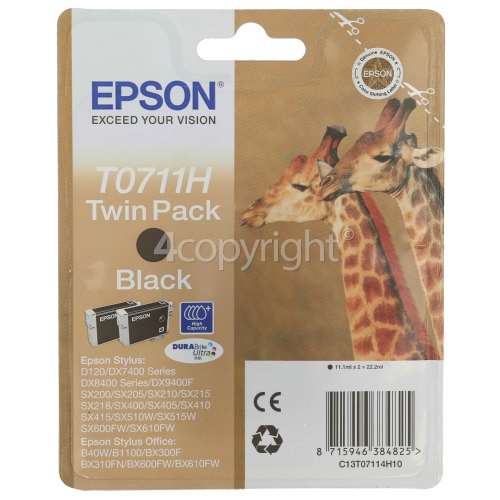 Epson SX100 Genuine T0711H Twin-Pack Black Ink Cartridge