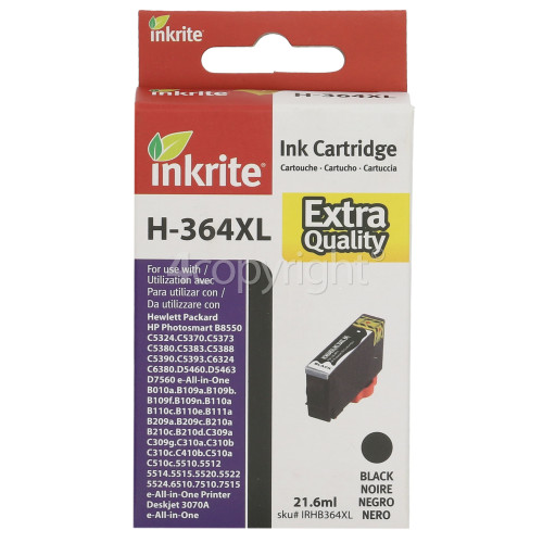 Inkrite Compatible HP 364XL Black Ink Cartridge (CB321EE)