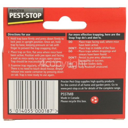 Pest Stop Snap Trap For Rats / Mice (pest Control)