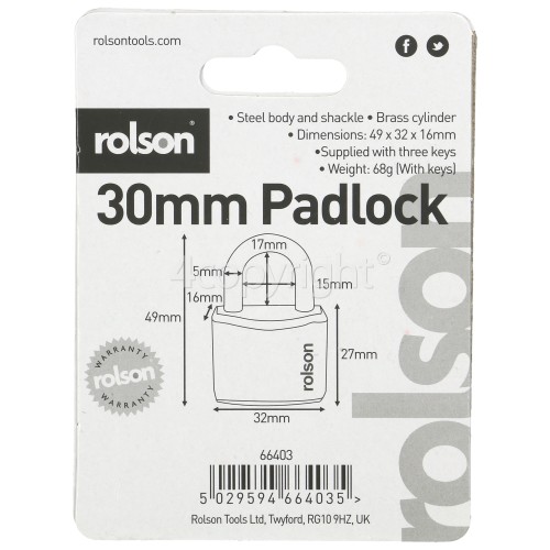 Rolson 30mm Padlock