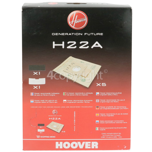 Hoover H22A Paper Bags (Pack Of 5)