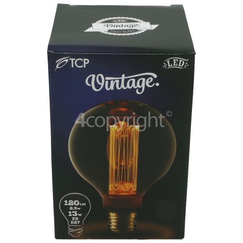 TCP ES/E27 LED Classic Etched G95 Vintage Lamp (Candlelight)