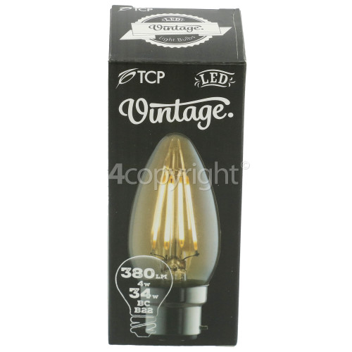 TCP BC/B22 LED 4w Filament Candle Vintage Lamp (Very Warm White)