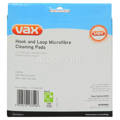 Vax S2S / S6S Series Microfibre Cleaning Pads (Type 1)