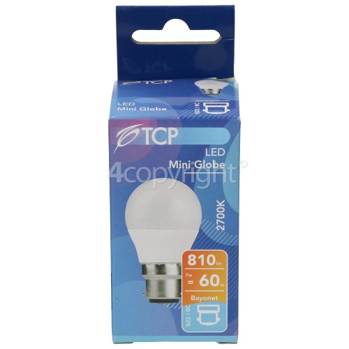 TCP 7W BC/B22 LED Non-Dimmable Mini GlobeLamp (Warm White) 60W Equivalent