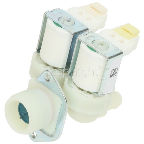 Gorenje Cold Water Double Solenoid Inlet Valve : 180Deg. With Protected (push) Connectors & 12 Bore Outlets