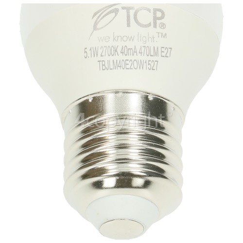 TCP 5.1W ES/E27 LED Non-Dimmable Golfball Lamp (Warm White) 40W Equivalent