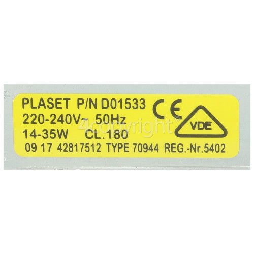 Hoover Fan Motor Unit : Plaset D01533 14-35W TYPE70944