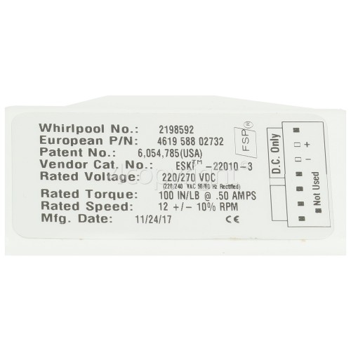 Whirlpool S20E RWW2V-A/H Ice Making Motor