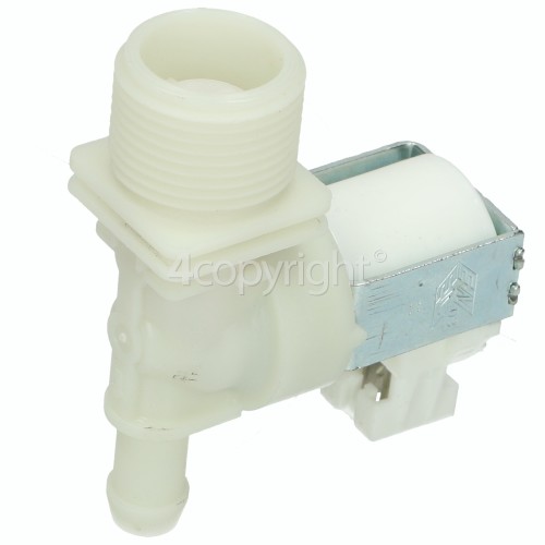 Bauknecht Cold Water Single Inlet Solenoid Valve : 180Deg. With Protected Tag Fitting & 12 Bore Outlet