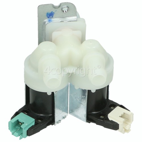 Whirlpool AWE 8727/1 Cold Water Double Solenoid Inlet Valve : 180Deg. With Protected (push) Connectors & 12 Bore Outlets