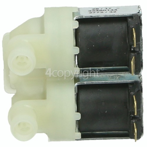 Hotpoint 9519W Cold Water Double Solenoid Inlet Valve : 180Deg. With 12 Bore Outlets