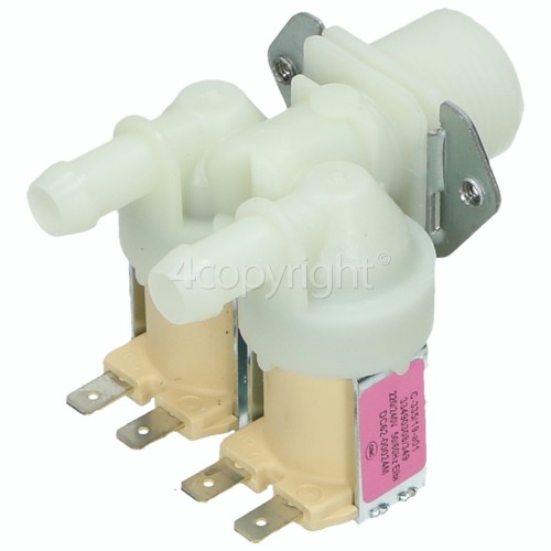 Samsung WF9904RWE Cold Water Double Inlet Solenoid Valve : 180Deg. With 12 Bore Outlets