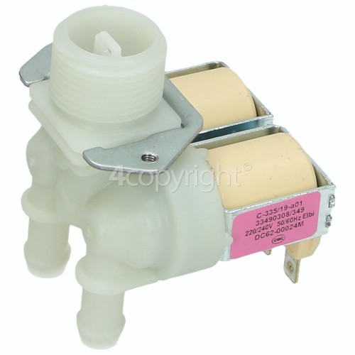 Samsung P1253S Cold Water Double Inlet Solenoid Valve : 180Deg. With 12 Bore Outlets