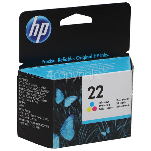 Hewlett Packard Genuine No.22 Colour Ink Cartridge (C9352AE)