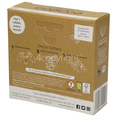 Ecoegg Washing Machine Detox (Limescale Remover) Tablets - Pack Of 6