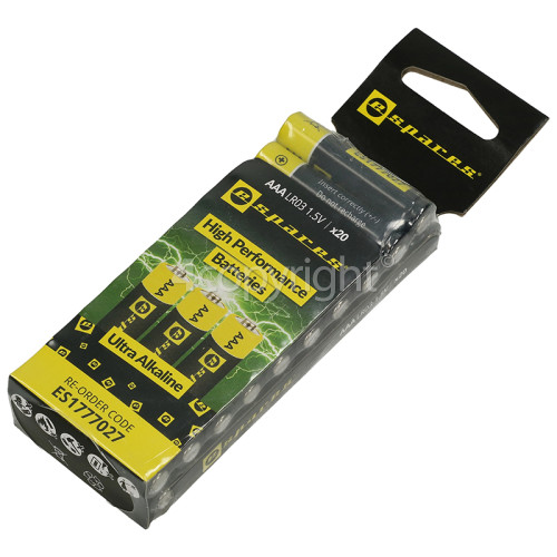 No Brand eSpares Ultra Alkaline AAA/LR03 Batteries - Pack Of 20