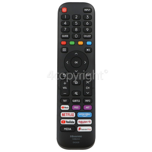 Hisense 50A7300FTUK Remote Control EN2A30