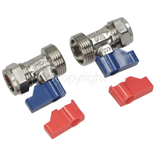 Hose Inline Taps Straight (1 Pair) For Plumbing In Your Washing Machine Or Dishwasher