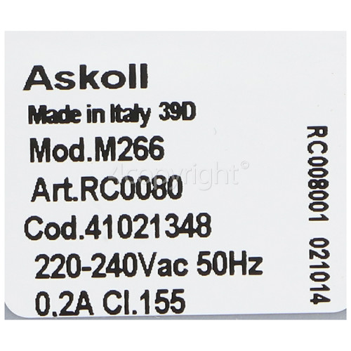 Candy Drain Pump Assembly : Askoll M266 Art. RC0080