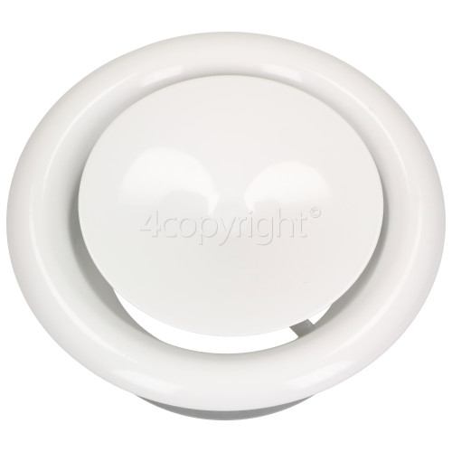 125mm Metal Ceiling Air Vent Supply Valve - White Powder Coated