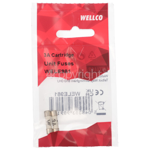 Wellco 2 X 3A Cartridge Unit Fuses