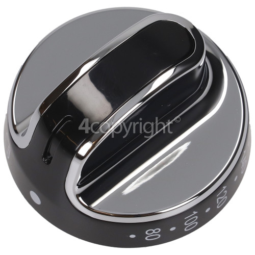 New World Top Oven Control Knob - Chrome / Black