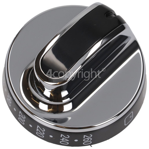 New World Top Oven Control Knob - Chrome / Black