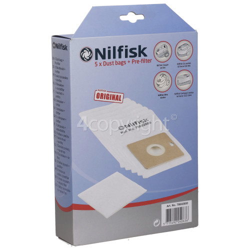 Nilfisk Paper Dust Bag & Filter Pack (Pack Of 5)