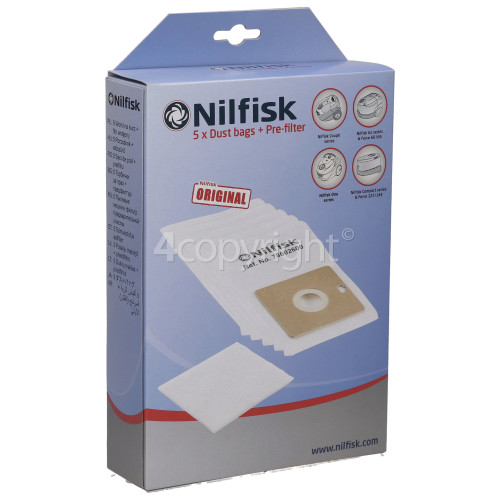 Nilfisk Paper Dust Bag & Filter Pack (Pack Of 5)