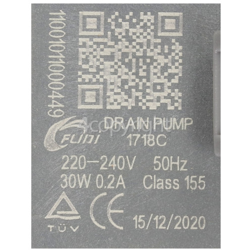 Gorenje Drain Pump (with Flat Top) (four Fixing To Housing ) : Fudi 1718C (34421177) T/F Etna/Gorenje/Inventum/Mora/Pelgrim/Upo