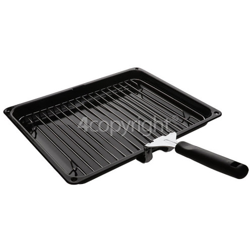 Grill Pan Tray Includes Handle & Grid : 365x290mm