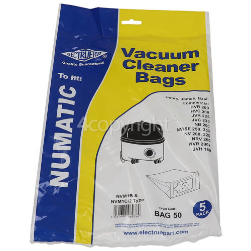 Numatic Compatible NVM-1CH Dust Bag (Pack Of 5) - BAG50