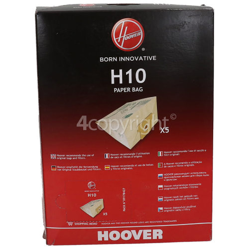 Hoover H10 Dust Bag (Pack Of 5)