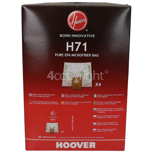 Hoover H71 PureHepa Bags - Pack Of 4