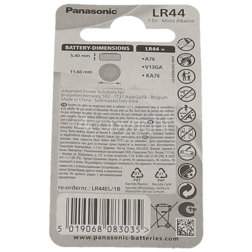 Panasonic LR44 Alkaline Coin Battery