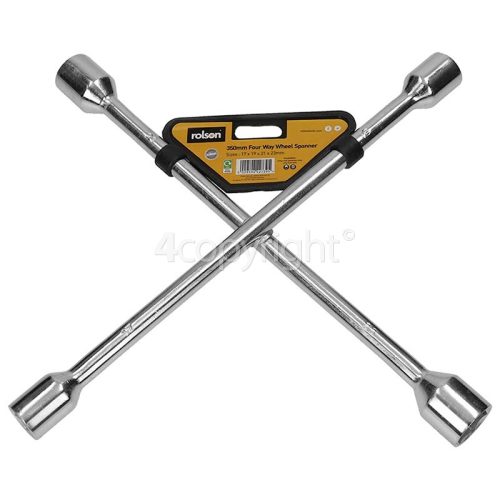 Rolson 4 Way Wheel Nut Spanner / Brace - 350MM : Car. Van, Etc.