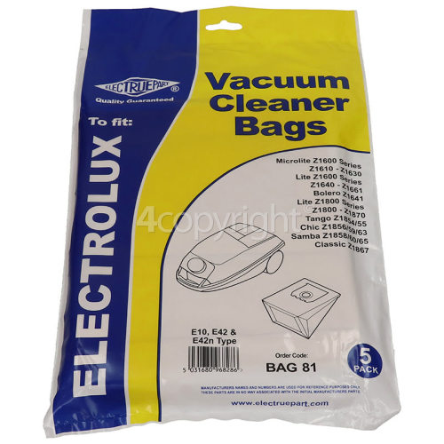 Alfatec E10 / E42 / E42N Dust Bag (Pack Of 5) - BAG81