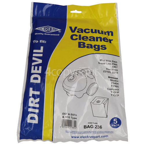 Bomann E67 Dust Bag (Pack Of 5) - BAG236