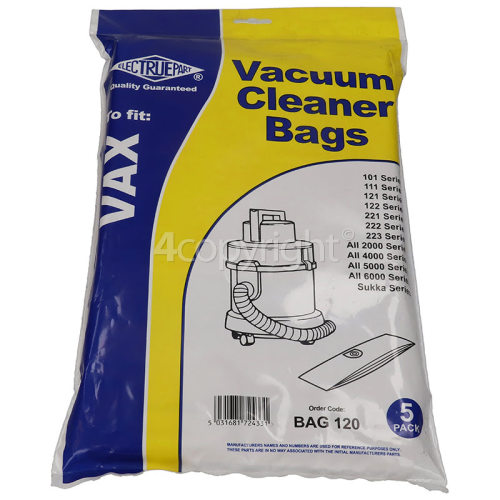 Vax 121 Vax 1S Vacuum Dust Bag (Pack Of 5) - BAG120