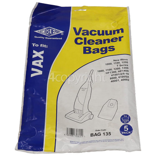 Vax 0B Filter-Flo Synthetic Dust Bags & Filter Set (Pack Of 5) - BAG135